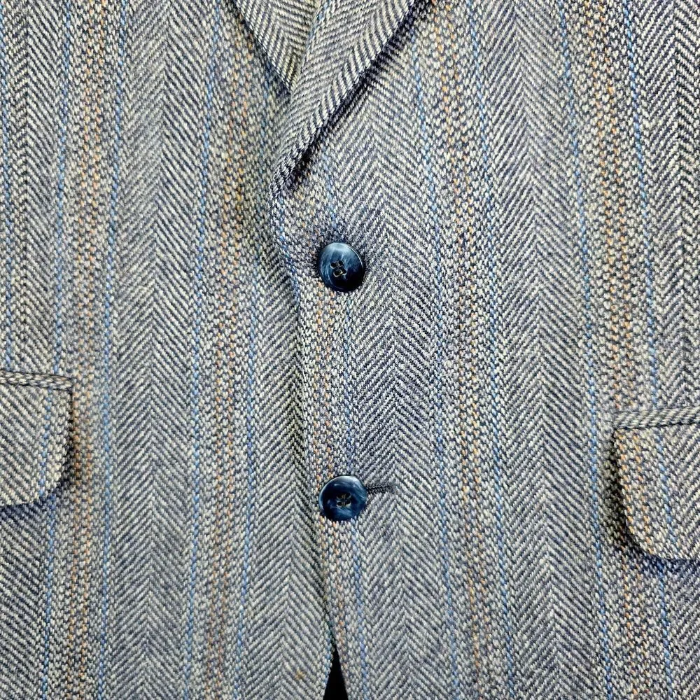 Bernhard Altman‎ Sports Coat Mens 44 Gray Wool Tweed Herringbone Blazer Jacket